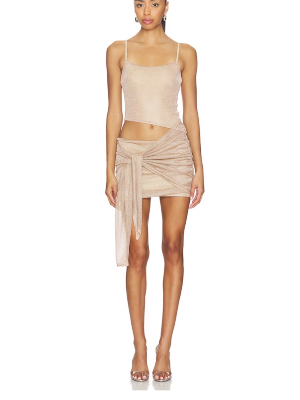 Metallic Jersey Fabric Mini Dress